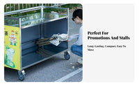 Mobile Advertising Cart Easy Assembly Foldable Vendor Stand Sturdy Rolling Market Stall for Vendors, Caterers, Night Markets, Roadside, Outdoor Events