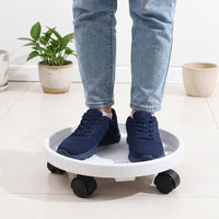 Adjustable Flower Pot Base with Roller Tray, Heavy Duty PP Resin Pot Base on Wheels, Indoor Outdoor Holder for Balcony Drainage Tray