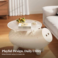 Cute Design Pig Shaped Side Table Multi-Functional Cartoon Pig End Table Space Saving Creature Storage Ottoman Stable Load-Bearing for Families, Toddlers, Living Room, Bedroom, Playroom, Nursery