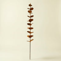 Eucalyptus Leaf Decor Rusted Garden Stake with Leaves Weathered Botanical Sculpture for Gardeners, Interior Stylists, Patio, Planters, Countertops