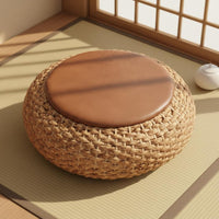 Woven Straw Mat Floor Pillow Artisanal Woven Straw Woven Straw Mat Pillow Straw Meditation Pillow No Assembly Required Round