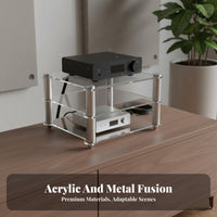 2-Tier Acrylic Audio Rack Space-Saving 2-Layer Audio Rack Compact Design Transparent High-Fidelity Equipment Stand for Audiophiles, Home Studio