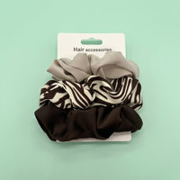 Satin Hair Scrunchies for Women Large Scrunchie Set, High Elastic Ponytail Holder for Girls, Leopard and Striped Pattern Styling Accessories