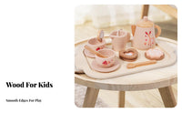 Role-Playing Fun Afternoon Tea Play Set Sturdy Wood Construction Wooden Tea Set Encourages Creativity Toy Teapot and Cups Realistic Design for Preschoolers, Toddlers, Playdates