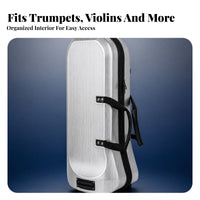 Waterproof Hard Shell Instrument Case Shock-Resistant Hard Instrument Case Soft-Lined Music Storage Brushed Silver Finish