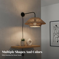 Woven Paper Rope Lampshade Handmade Woven Paper Rope Lamp Shade Rattan Design Hanging Shade Warm Ambiance Boho Basket Lamp Cover