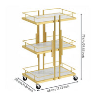 Gold Beauty Salon Trolley Elegant Design 3-Tier Salon Trolley Versatile 3-Tier Rolling Cart for Nail Technicians, Spa Professionals, Living Room
