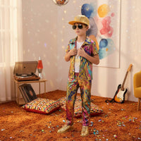 Disco Costume Set Lightweight 70s Pants Set Flexible Children's Clothing for Children and Girls