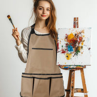 Multi-Pocket Canvas Apron with Pockets Water-Resistant Tool Apron with Pockets Long-Lasting Reinforced Stitching for Gardeners, Woodworkers, Gardening