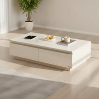Rock Slab Coffee Table Minimalist Coffee Table with Storage Low-Profile Furniture for Living Room, Small Apartment