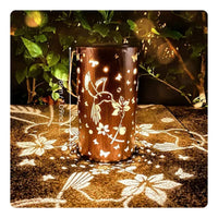 Hollow-out Metal Lantern Automatic On Off Solar Projection Lantern Portable Handle Outdoor Lighting for Camping