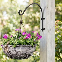 Hanging Basket and Flower Pots Clamp-on Railing Bracket, Heavy Duty Metal Iron Art Plant Hanger, Wind Chimes and Hanging Hooks, Garden Hook