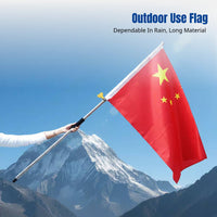 Outdoor China Flag, Telescopic Stainless Steel Handheld Flagpole, Waterproof Emblem for Hiking, Activities
