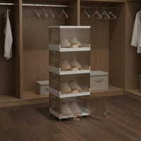 Clear Front Drop Shoe Box Transparent View Stackable Shoe Box Installation for Entryway, Closet, Bedroom