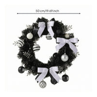 Fir Wreath with Ornaments Gothic Door Wreath with Ribbons Decorative for Homeowners, Halloween