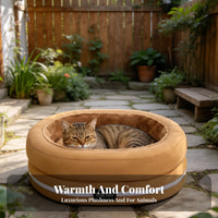 Heated Pet Lounger Removable and Cleanable Heated Donut Bed Adjustable Temperature Heat-Generating Pad for Dog Owners, Indoors, On the Floor