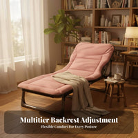 Foldable Design Portable Office rest cot Space-Saving Adjustable Padded Recliner Sturdy Frame Folding Bed No Assembly Required for Guests, Adults, Campers, Guest Room, Balcony, Camping, Patio