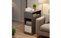 Bedside Cabinet with Drawer Bedside Table with Wheels Space-Saving Narrow Storage Cabinet for Small Bedroom, Dorm Room
