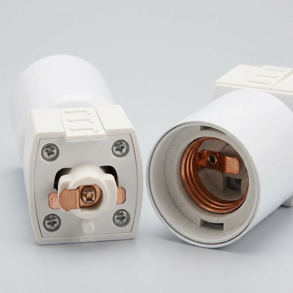 Light Fitting with E27 Lamp Bulb Holder for DIY Lighting, High Temperature Resistant Head, Flame Retardant Track Mount for Home Use