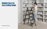 Versatile Step Ladder, Folding, Reinforced Carbon Steel, Indoor Use, Space-Saving