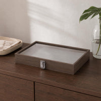 Wood-Grain Jewelry Display Box Metal Clasp Jewelry Storage Box