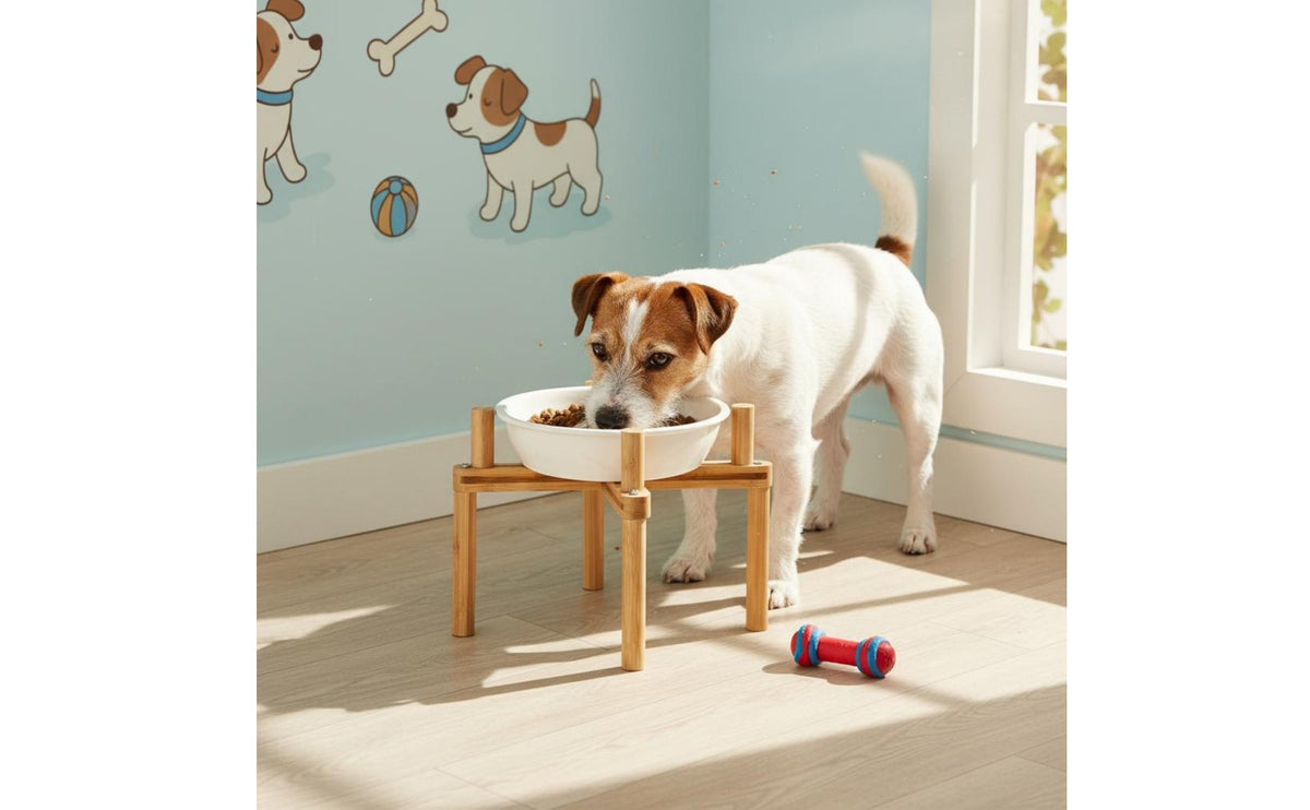 Ceramic Dog Bowl Simple to Clean Elevated Slow Feeder Dog Bowl Set Raised Pet Feeding Dish with Stand for Small Dogs, Cats