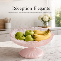 Elegant Embossed Glass Pedestal Fruit Bowl for Candy, Snacks, and Desserts
