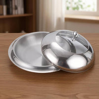 Stainless Steel Cloche Polished Plate Base Cover Reflective Kitchenware
