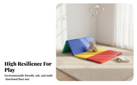 Folding Gymnastics Mat Foldable Design Rainbow Folding Play Mat for Preschoolers, Young Children, Preschool, Daycare, Home Gym