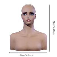 Mannequin Head with Shoulders Realistic Manikin Head with Shoulders Female Mannequin Bust Natural-Looking Smooth