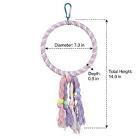 Parrot Swing Triangle Rope Perch, Colorful Parrot Gnaw Toy with Hanging Bell, Bird Swing and Grind Beak Toy for Parrot Cage Accessory