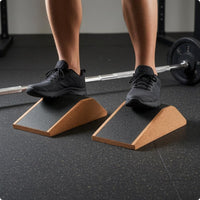 Sloped Cork Squat Ramp Angular Cork Ramp Block Natural Finish Squat Support Block Storage Bag