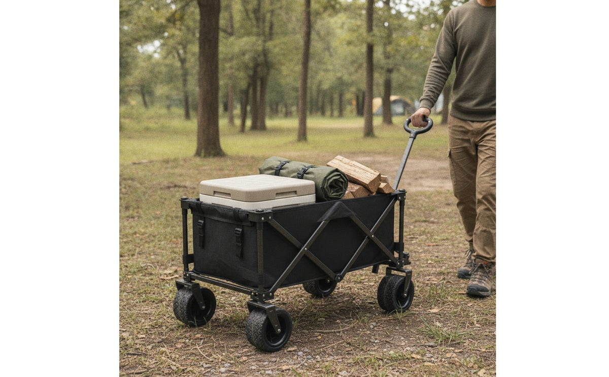 Heavy Duty Folding Wagon Large Capacity Foldable Wagon Cart Portable Outdoor Cart with Wheels Space-Saving for Campers, Gardeners, Camping, Gardening, Fishing