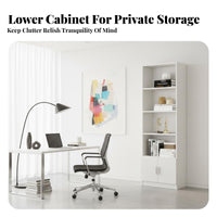 Tall shelving versatile unit with Doors Freestanding Design Floor-Standing Shelving versatile unit with Doors particle-resistantresistant Cabinets Book Cabinet for Students, Living Room, Study