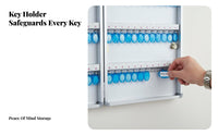 Lockable Wall-Mounted Key Cabinet Numbered Hooks Wall-Mounted Key Safe High Capacity Lock Box Easy Installation for Property Managers, Property Management Estate Agents, Car Dealership, School, Warehouse, Garage