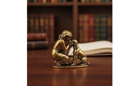 Antique Bronze Finish Girl and Dog Figurine Brass-Colored Girl with Dog Figurine Sculpted Sculpture Heartwarming for Bookshelf, Desk