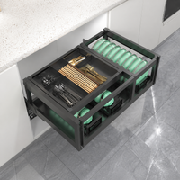 Under Sink Organiser, Kitchen Pull Out Organiser, Space Aluminum Pull Out Drawers for Cabinets, Single Layer Drawer Type for Cleaning Supplies