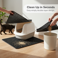 EVA Double Layer Cat Litter Mat Trapper, Washable Anti-Tracking Litter Box Mat