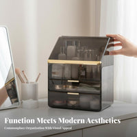 Drawer Storage Makeup organizer with Drawers Large Capacity Multi-Level Cosmetic Case with Drawers Elegant Design cosmetic Organizer accommodates Tall Bottles for Skincare aficionados, Women, Dressing Table, vanity table, Countertop, Bathroom