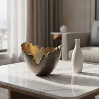 Hammered Decorative Bowl Lustrous Centerpiece Bowl Extended Boat-Shaped Tray Multipurpose for Dining Table
