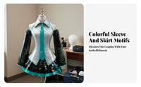 Virtual Singer Uniform Vivid Teal highlights Multi-Piece Anime Suit Characterprecise Design Cosplay Costume for Women, Teens, Theme Parties, Carnival