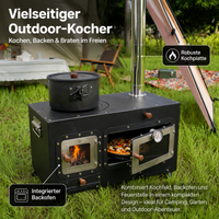 Portable Outdoor Pizza Oven Wood-Fired, 10-Inch Pizza Oven for Camping & Garden, with Temperature Gauge, 51x29x41cm Steel