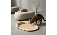 Cat Scratcher Sofa Bed Woven Beige Cat Scratcher Bed Soft Textured Pet Resting Station for Home
