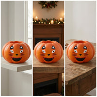Pumpkin with Feline Face Resin Cat Pumpkin Figurine Spooky-Cute Halloween Figurine for Decorators, Collectors, Desk