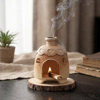 Incense Burner with Chimney, Ceramic Palo Santo Holder, Handcrafted Clay Smudge Pot for Sage Sticks, Wood, Cones, for Meditation, Aromatherapy, Home Decor