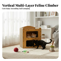 Vertical Space-Saving Design Corrugated Paper Cat Villa Replaceable Scratching Pads Cardboard Cat Scratcher Easy to Assemble for Cats, Home