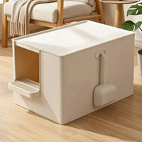 Convertible Cat Litter Box with Scoop Large Litter Box with Lid Front-Entry Pet Supplies Anti-Splashing for Home