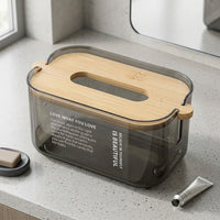 Bathroom Accessories for Wet Wipes and Storage Box for Office Desk, Modern Minimalist Tissue Box with Wood Lid, Paper Towel Holder, Car Use