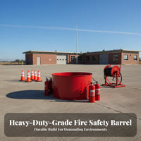 Large Capacity Fire Drill Barrel With Handles Heavy Duty Steel Incinerating Drum Thickened Steel Incinerator for Firefighters, Facilities Personnel, Property Managers, Outdoor, Training Grounds, Factory Yard, Schoolyard