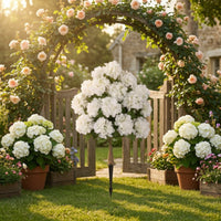 2 Pieces Artificial Hydrangea Tree Realistic Tree with Stake Fake Flower for Homeowners, Patio, Porch